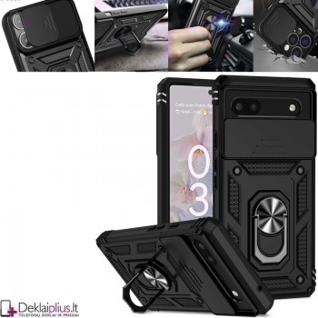 5in1 smūgiams atsparus dėklas su žiedu ir kameros apsauga (Google Pixel 6A)